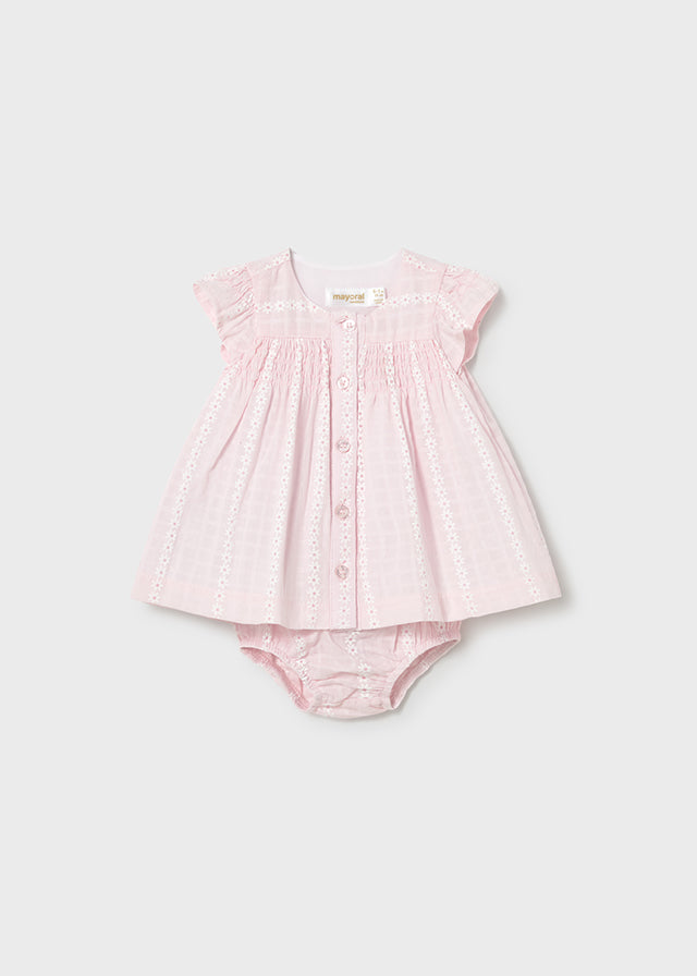 Mayoral Newborn Girl Chiffon Dress- Baby Pink