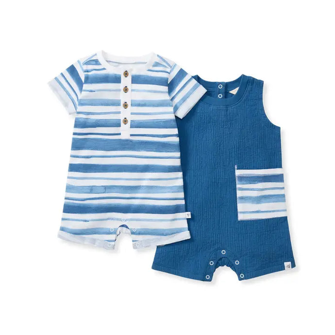 Burt's Bees Baby Watercolor Stripe Romper Set 2 Pack