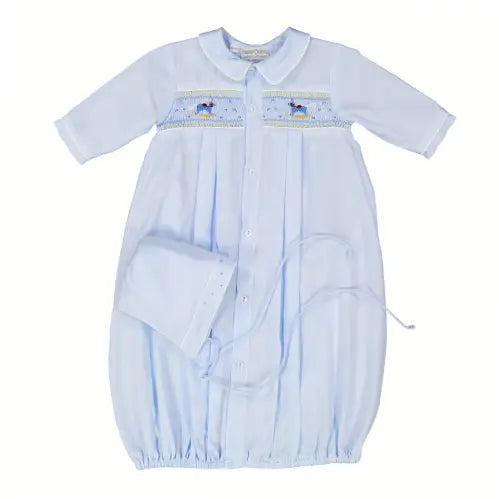 Preemie Rocking Horse Smocked Take Me Home Gown with Hat