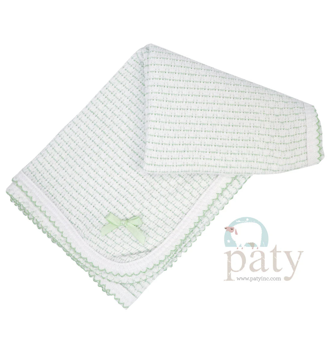 Paty Inc Mint Swaddle Pinstripe Blanket with Bow - Mint