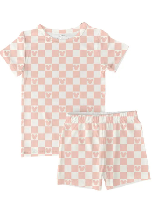 Pink Checkers & Magic Toddler & Kids Shorts Bamboo Set