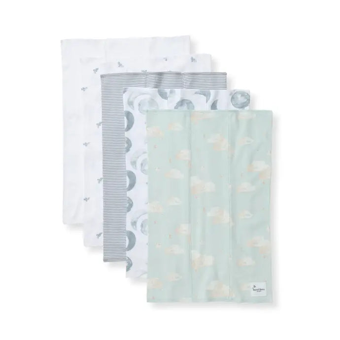 Burt's Bees Baby Set of 5 Hello Moon Burp Cloths