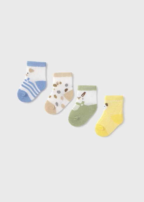 Mayoral Newborn 4-Pack Animal Socks