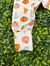 Abby and Evie White Pumpkin Print Ruffle Romper