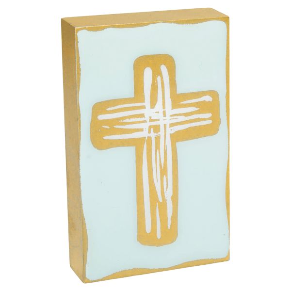 Wooden Heart & Cross Block Signs with Epoxy Finish