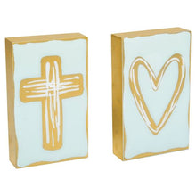 Wooden Heart & Cross Block Signs with Epoxy Finish