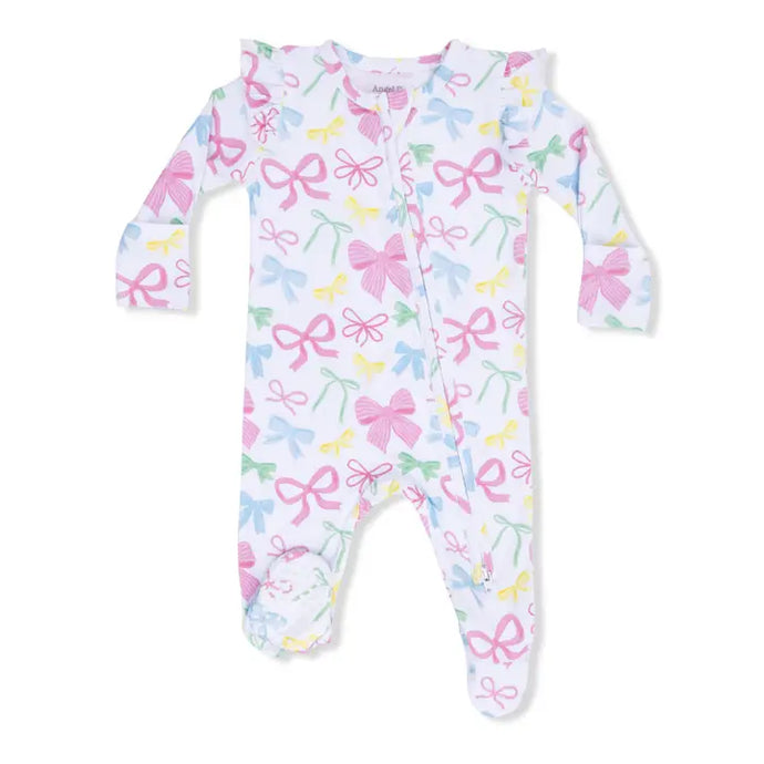 Angel Dear Sweet Bows - 2 Way Ruffle Sleeve Zipper Footie
