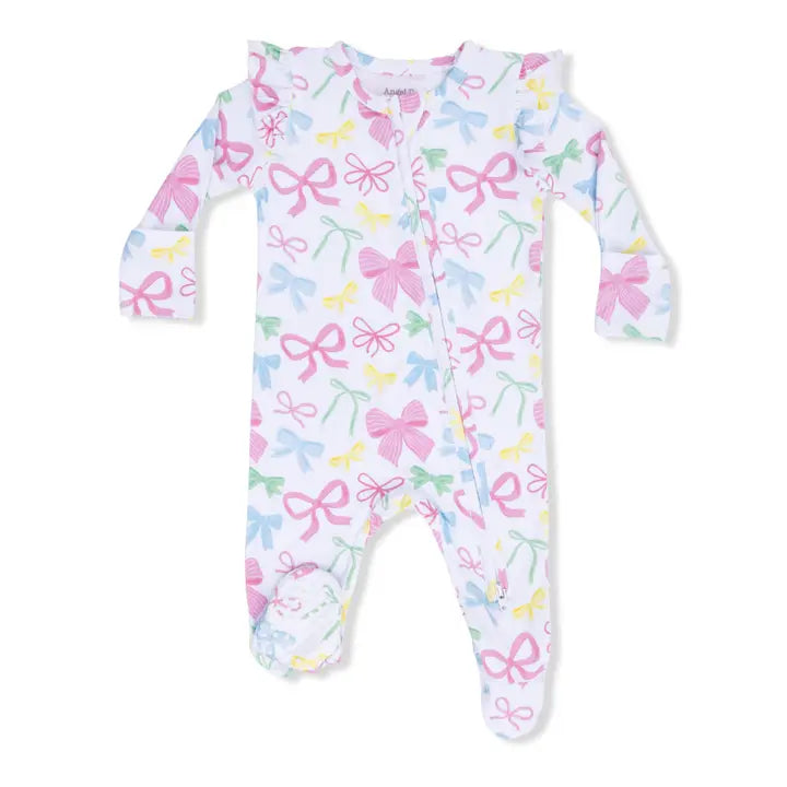 Angel Dear Sweet Bows - 2 Way Ruffle Sleeve Zipper Footie