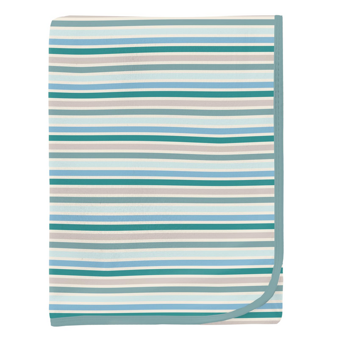 Kickee Pants Print Swaddling Blanket in Lakeside Stripe