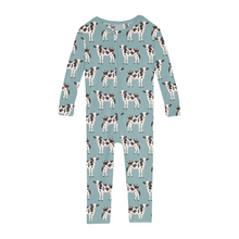 Kickee Pants Print Convertible Sleeper with Zipper in Jade Cows