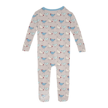 Kickee Pants Print Convertible Sleeper with Zipper in Latte Chickens