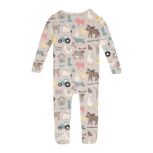 Kickee Pants Print Convertible Sleeper with Zipper in Latte Morning on the Farm (9-12M)