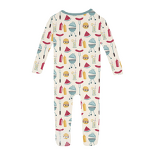Kickee Pants Print Convertible Sleeper with Zipper in Natural BBQ
