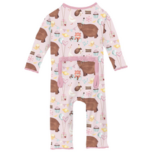 Kickee Pants Print Muffin Ruffle Coverall with 2 Way  Zipper in Shrinking Violet Forest Party