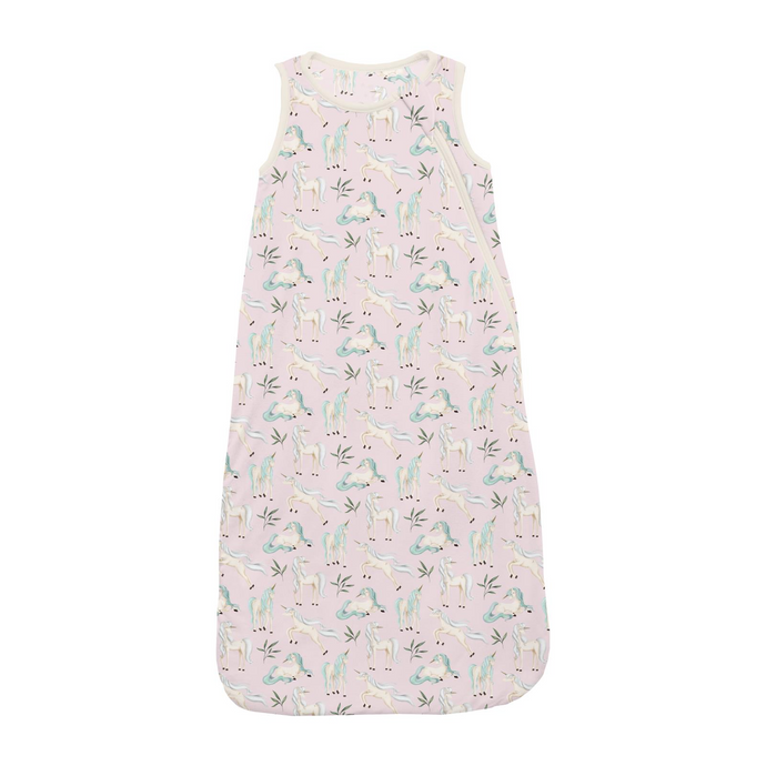 Kickee Pants Print Fluffle Sleep Bag in Shrinking Violet Sleeping Unicorns