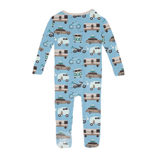 Kickee Pants Print Convertible Sleeper with Zipper in Seaside Blue On the Way