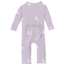Kickee Pants Print Muffin Ruffle Coverall with 2 Way Zipper in Thistle Starry Sky & Moon