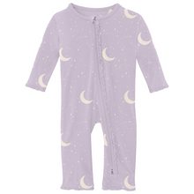 Kickee Pants Print Muffin Ruffle Coverall with 2 Way Zipper in Thistle Starry Sky & Moon