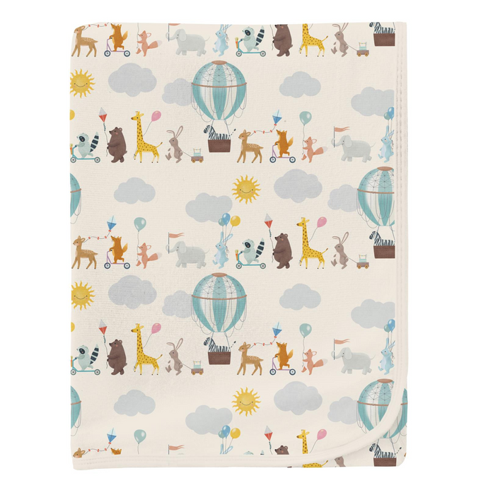Kickee Pants Print Swaddling Blanket in Natural Animal Parade