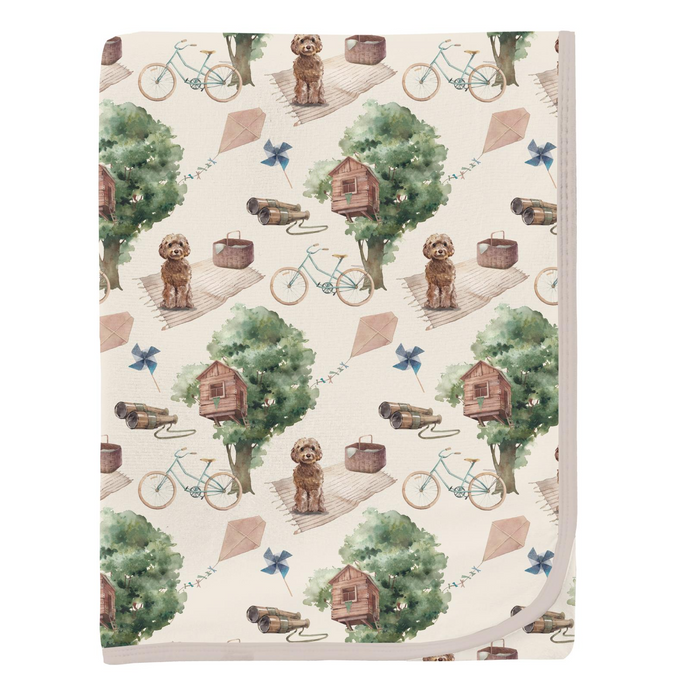Kickee Pants Print Swaddling Blanket in Natural Tree House