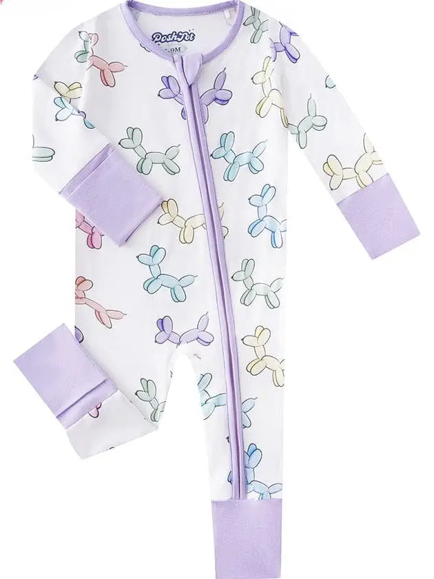 PoshTOT Balloon Puppy Bamboo Baby Convertible Zippy Romper