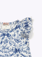 Clover Cottage Preppy Blue Bow Baby Romper (12-24M)