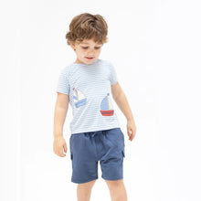 Angel Dear Bubbly Sailboat Stripe - Crew Neck Tee with Cargo Short