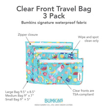 Bumkins Clear Travel Bag 3 Pack, Hello Kitty and Friends® Fruit Punch