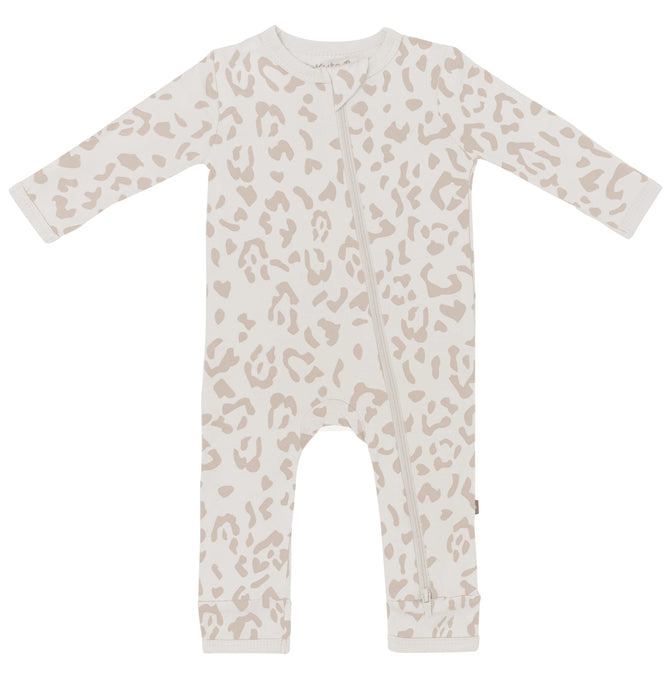 Kyte Zippered Romper in Oat Leopard