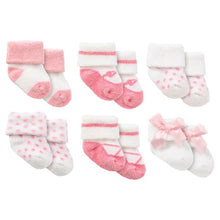 6-Pair Ultra-Soft Baby Socks - Pink 0-6M