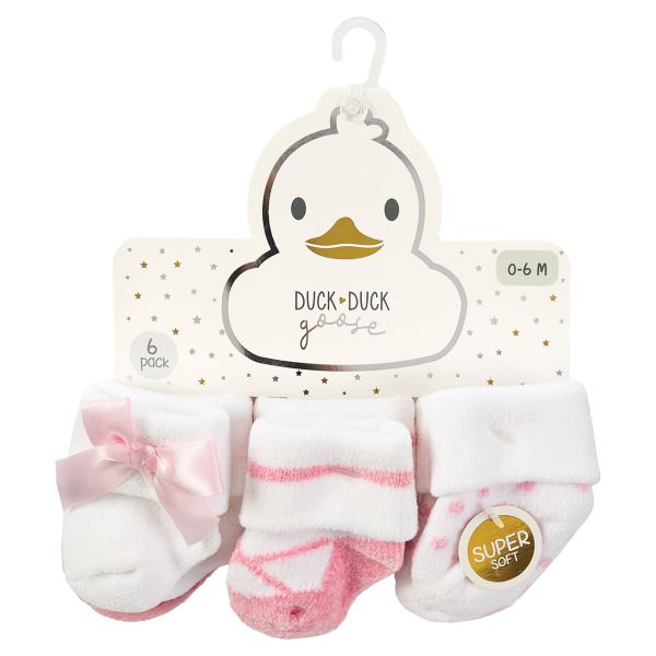 6-Pair Ultra-Soft Baby Socks - Pink 0-6M