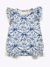 Clover Cottage Preppy Blue Bow Baby Romper (12-24M)