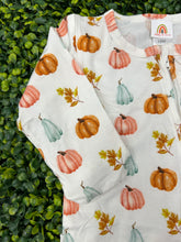 Abby and Evie White Pumpkin Print Ruffle Romper