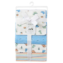 4-Piece Cotton Flannel Receiving Blanket Set - Blue