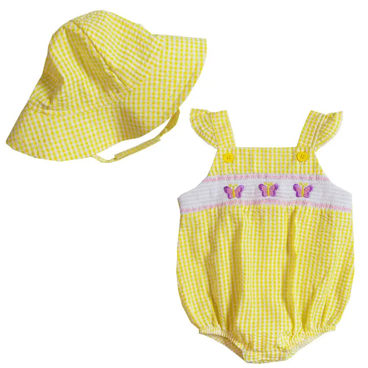 Good Lad Apparel Infant Girl Yellow Seersucker Popover