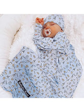 Blue Cookie Bamboo Swaddle & Beanie Set