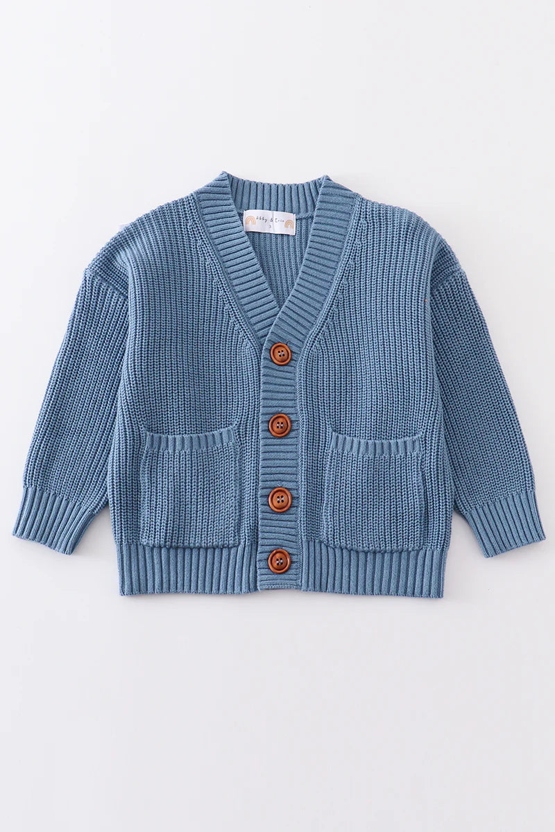 Abby & Evie Blue pocket cardigan sweater