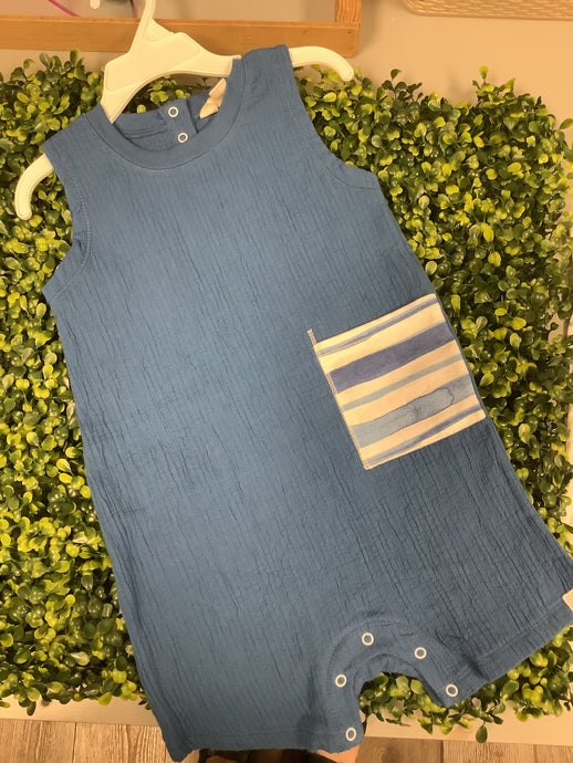 Burts Bees Baby 2 piece Romper Set in Santorini Blue