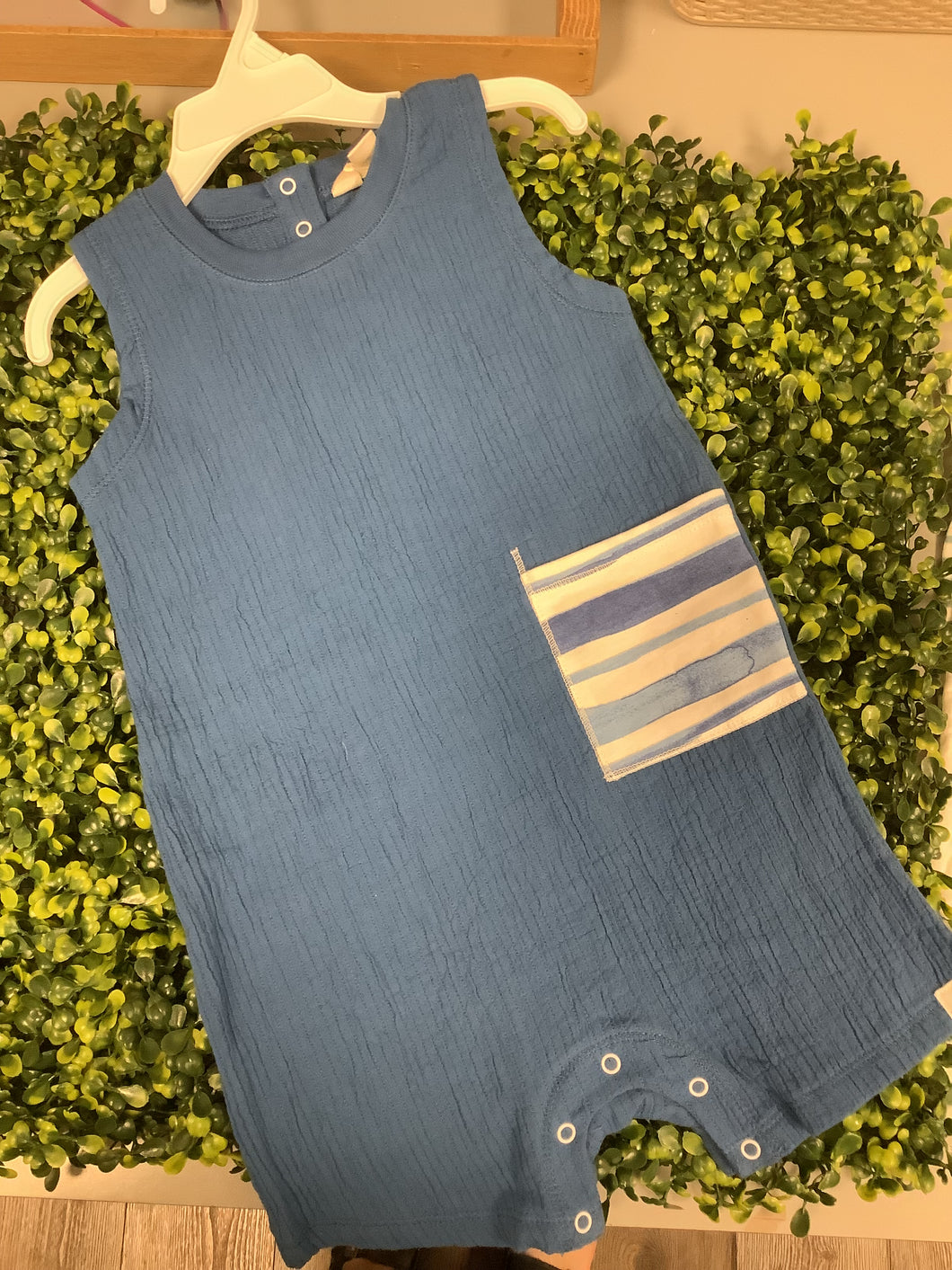Burts Bees Baby 2 piece Romper Set in Santorini Blue