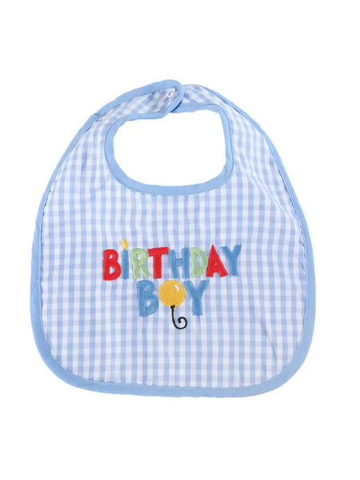 Blue Gingham 'Birthday Boy' Bib