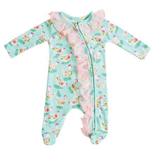 Baby Ruffle Zipper Footie Sleeper with Headband - Chicken Print