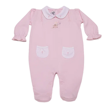 Baby Balloon Pink Bear Open Back Pima Jumpsuit