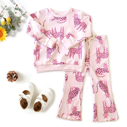 Brushed Back Jersey Sweatshirt & Ribbed Flare Leggings