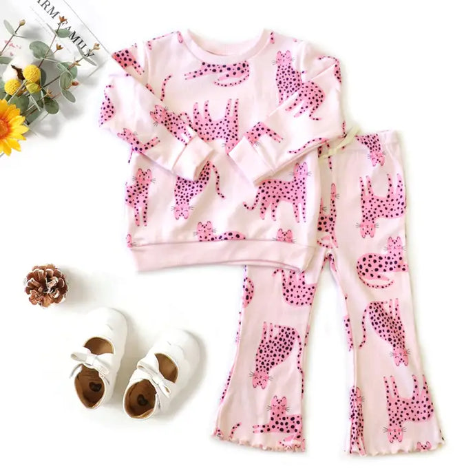 Brushed Back Jersey Sweatshirt & Ribbed Flare Leggings