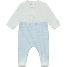 Emerson Velour Blue Striped Babygrow