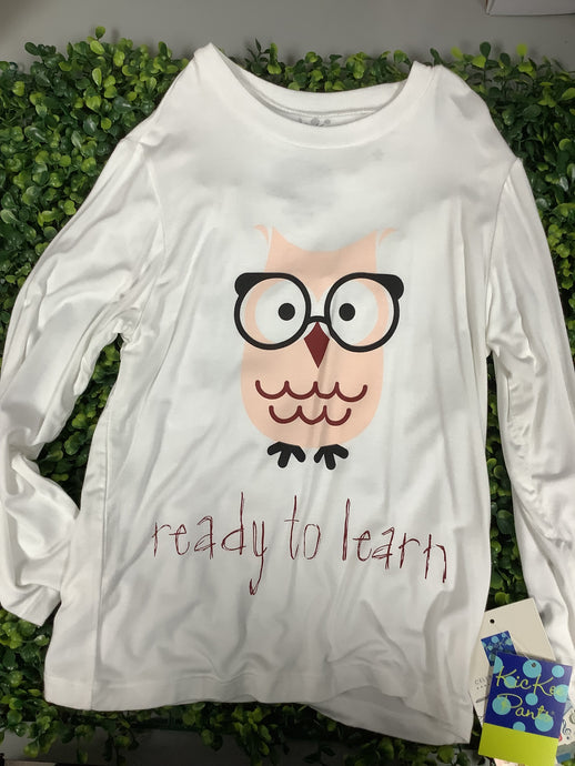 Kickee Pants Solid Long Sleeve Easy Fit Graphic Tee- Natural Ready to Learn