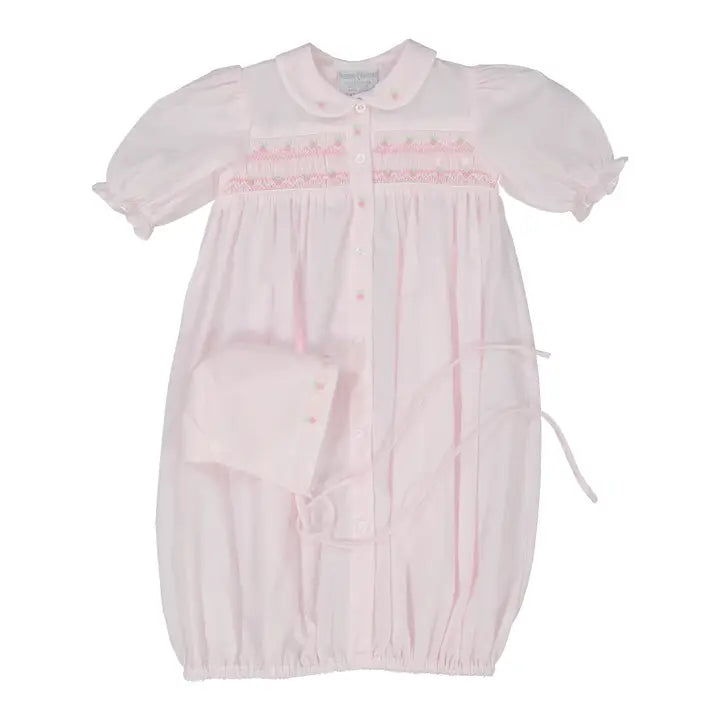 Ribbon Smocked Take Home Gown with Hat Preemie