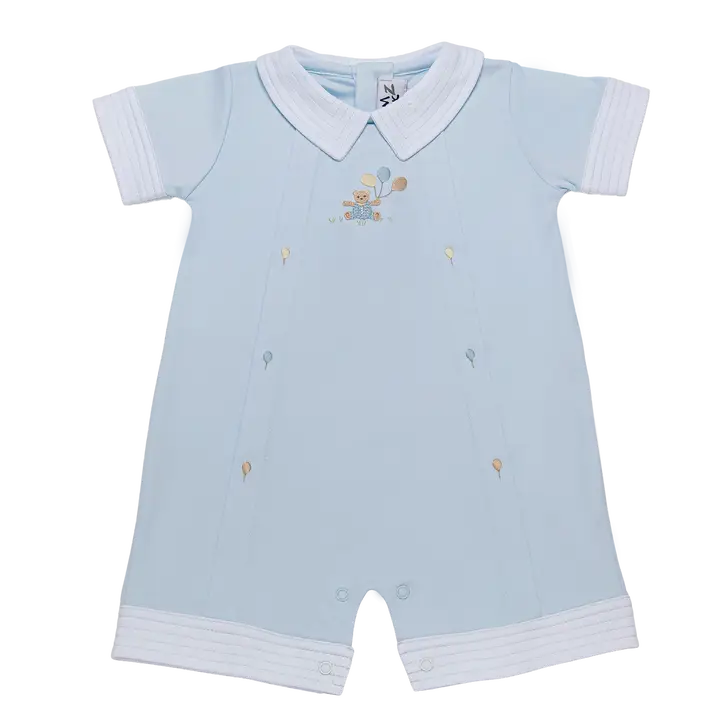 Baby Balloon Blue Bear Pima Romper