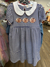 Abby and Evie Blue Stripe Football Applique Dress