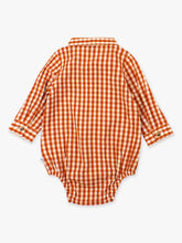 RuggedButts Baby Boys Classic Rust Gingham Long Sleeve Button Down Bodysuit